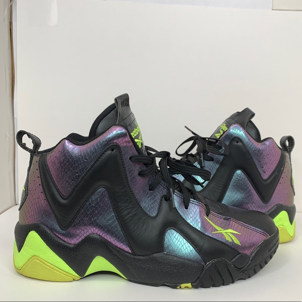 Reebok Kamikaze 2 Mid Nocturnal Yellow Black Iridescent Mens Size 10